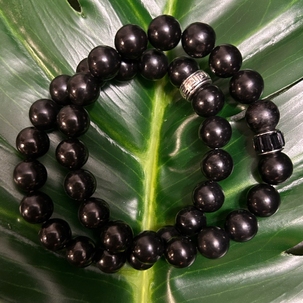 shungite chunky 10mm high quality beaded stretch bracelet